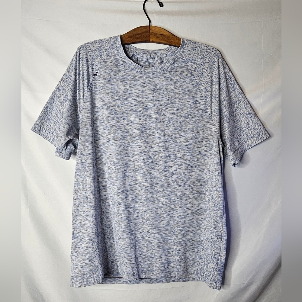 Rhone Reign Short Sleeve Blue Space Dye Heathered Shirt Men's  XL